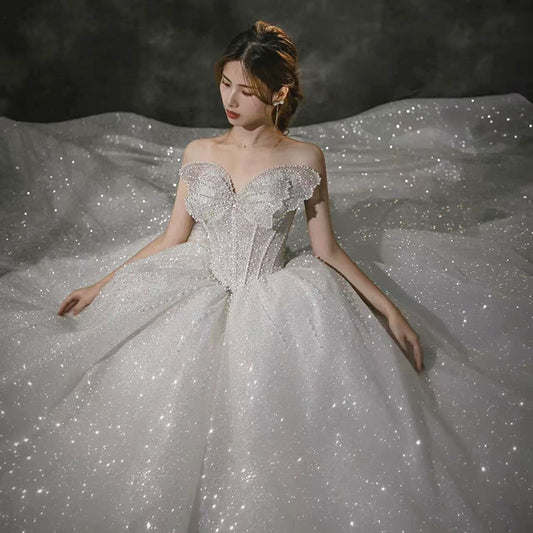 French Tube Top Wedding Dress Mother's Wedding Big Tail Main Wedding Dress