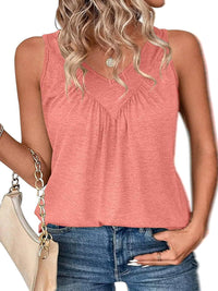 2 Piece Set Solid Color V-Neck Sleeveless Top Women's Casual Loose Tank Top Women