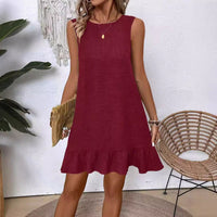 Summer Ruffle Dress Fashion Loose Sleeveless Straight Beach Dresses For Women
