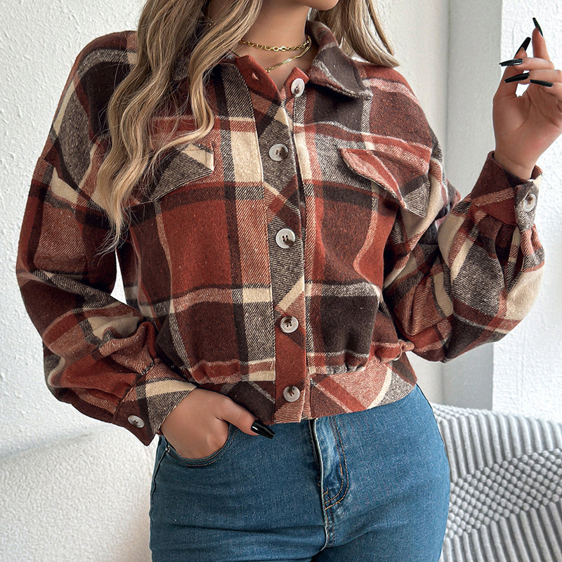 Womens Button Down Shirts Jacket Long Sleeve Plaid Shackets Business Casual Blouse Top