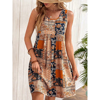 Women's Summer Dress Sleeveless Floral Boho Sundress Swimsuit Coverup Casual Loose Beach Vacation Tank Dresses