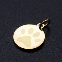Stainless Steel Titanium Steel Engraved Name Cat Paw Dog Paw Pendant