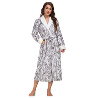 Plush Fleece Bathrobe for Women – Long Warm Robe with Belt & Pockets
