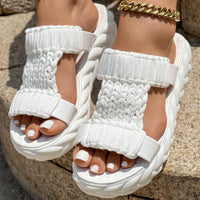 Platform Sandals Summer Braided Knit Hollow Open Toe Slipper Sandals - Anklet Not Included