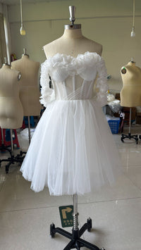 Lace Off-shoulder Mini Wedding Dress