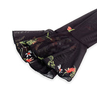 Women's Floral Print Maxi Dress, Sheer Mesh Flare Sleeve With Tiered Ruffle, Romantic Boho Casual Long Dress