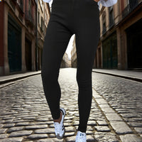 Women's Solid Color 2-Piece Set Casual Tracksuit, Long Sleeve Crewneck Sweatshirt With Side Slits & Slim Fit Jogger Pants