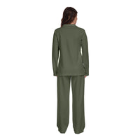 RONGTAI 2 Piece Outfits Sweatsuit For Women Casual Long Sleeve V Neck Pullover Tracksuit Solid Soft Comfy Tracksuits Set