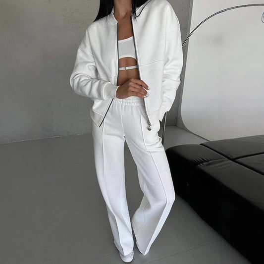 Women's 2 Piece Sweatsuit Set, 
 Zip Up Long Sleeve Sweatshirt Jacket And Wide Leg Sweatpants