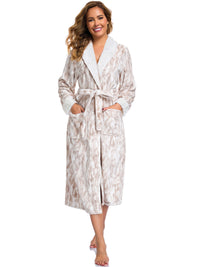 Plush Fleece Bathrobe – Long Warm Sleepwear Robe with Belt & Pockets