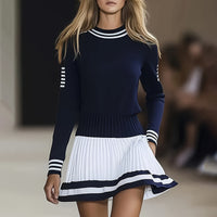 Women's Long Sleeve Sweater Dress Fall Crewneck Ribbed Knit A-Line Casual Mini Dresses