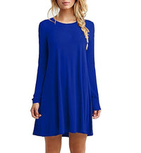 Solid color long-sleeved loose slim dress