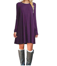 Solid color long-sleeved loose slim dress
