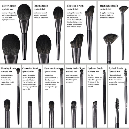 High-quality Makeup Brushes With Wooden Handles, Premium Natural 10pcs Makeup Brushes.