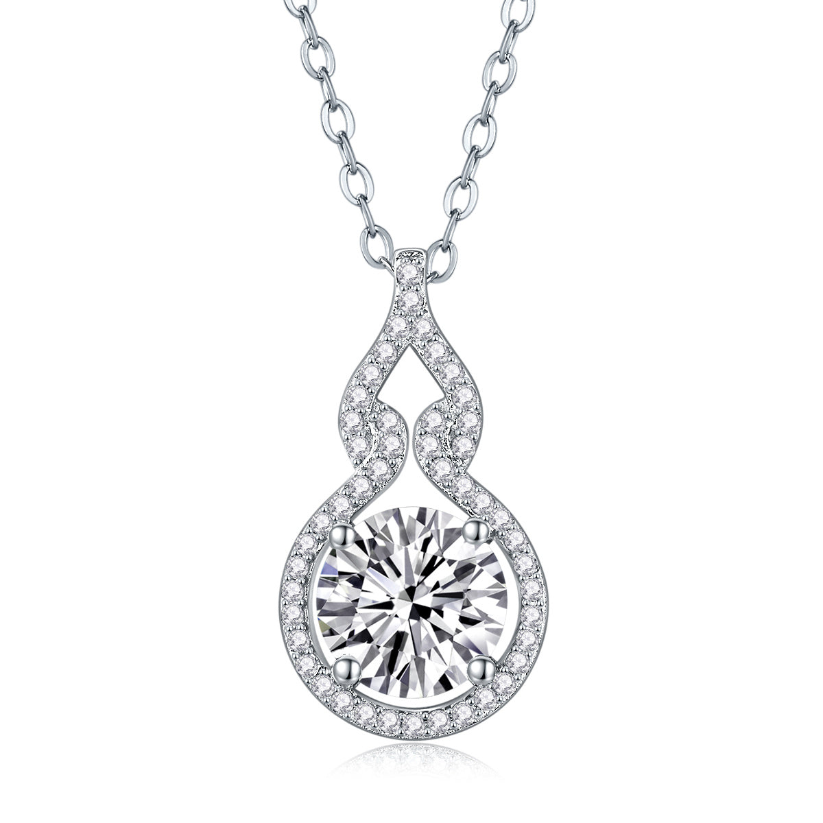 Curve – 2-Carat Moissanite Diamond Pendant Necklace in S925 Sterling Silver Platinum-Plated
