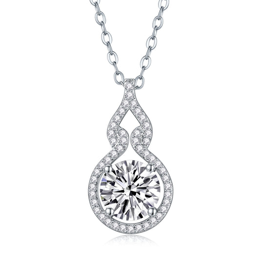 Curve – 2-Carat Moissanite Diamond Pendant Necklace in S925 Sterling Silver Platinum-Plated