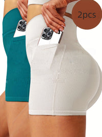 2-Pack Women’s High-Waisted Yoga Shorts – Breathable & Stretchy Workout Wear