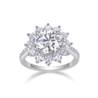 Sunflower - A Fashionable Diamond Jewelry Piece Set With 3-carat Moissanite S925 Sterling Silver And Platinum Diamond Ring