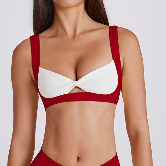 Sexy Removable Bra Running Yoga Seamless Contrast Color