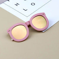 Children's Wide-sided Reflective Color Sunglasses With Big Round Frame Rice Nail Sunglasses