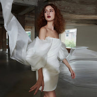 Off-shoulder Light Wedding Dress Simple And Short Light Dress