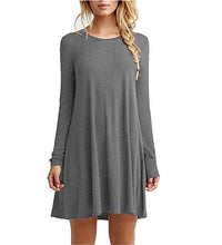 Solid color long-sleeved loose slim dress