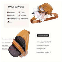 Sling Bag For Women, Multi Pockets CrossBody Bags, Purses Fanny Packs, Vegan Retro Leather Braiding Sling Backpack For Travel