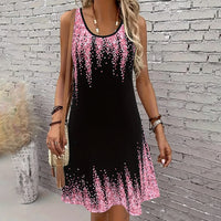 Women's Casual Sundress Summer Beach Dress Graphic Print V Neck Loose Tank Dresses