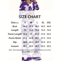 Women's Camouflage Print 2-Piece Set, V-Neck Single Button Crop Top & Drawstring Cargo Pants For Spring Fall