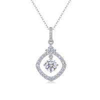 Starlight Heart-to-Heart – 1-Carat Moissanite Diamond Pendant Necklace in S925 Sterling Silver Platinum-Plated