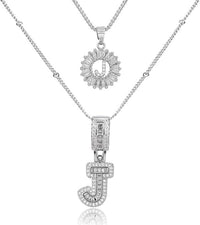 26 English Letters Copper-plated Gold Diamond Pendant Necklace