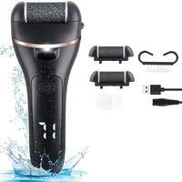Electric Foot Grinder And Callus Remover, Electric Foot Polisher, Rechargeable Foot Washing And
 Pedicure Kit, Suitable For Cracked Heels And Dead Skin, With 3 Roller Heads