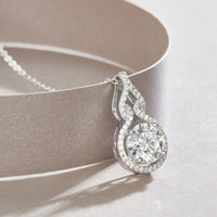 Curve – 2-Carat Moissanite Diamond Pendant Necklace in S925 Sterling Silver Platinum-Plated