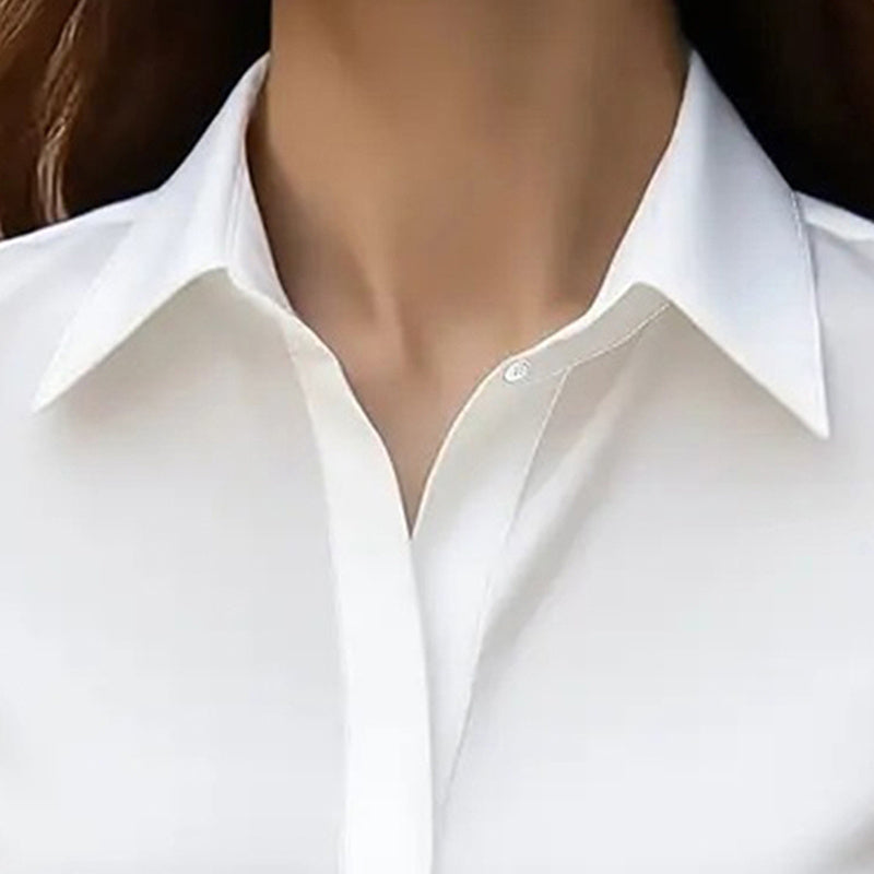 Fleece Bathrobe Satin Blouse, V Neck Loose Fit Tunic Top For Business Casual Office Fall