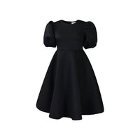 Women's Bubble Sleeves Wrapped Waist Large Swing Dress