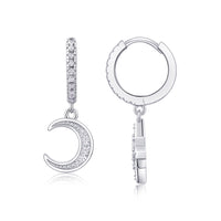 Star And Moon Interdependent - Fashionable Earrings And Stud Jewelry Set With Moissanite S925 Sterling Silver And Platinum-plated Diamonds