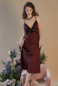 0 Ultra-long Nightdress Maillard Color Series With Removable Chest Pad