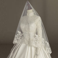 Women's Simple Mori Style Wedding Dress Long Sleeve Lace Dress