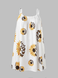 Plus Size Sleeveless Camisole Sunflower Printed Vest Elegant Wrap Women's Sexy Party Casual Loose Dresses