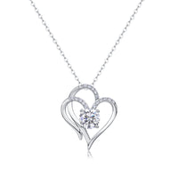 Heart To Heart - A Fashionable And Luxurious Diamond Jewelry Pendant Set With 1-carat Moissan Diamond S925 Sterling Silver And Platinum Plating