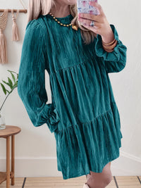 2025 New Women's Casual A-Line Long-Sleeve Dress With Butterfly Bow Details And Layered Design - Knee-Length Elegant Dress For Spring And Autumn