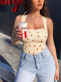 3-Pack Women’s Summer Jumpsuits – Baby Blue Cherry Print Vintage Chic Outfit