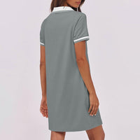 Women's Polo Dress Short Sleeve V Neck Casual Summer Mini Shirt Dress With Pockets