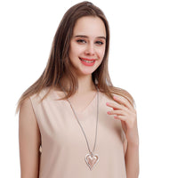 Peach Heart Two-color Classic Geometric Women's Long Metal Sweater Chain