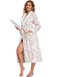 Plush Fleece Bathrobe – Long Warm Sleepwear Robe with Belt & Pockets