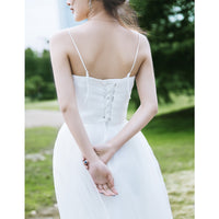 Minimal Strap Mori Bride Short Wedding Dress