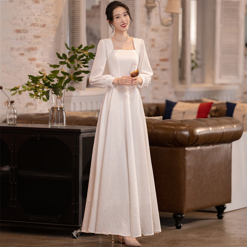 Ladies' Wedding Registration French White Dress