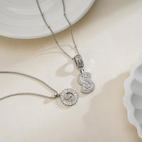 26 English Letters Copper-plated Gold Diamond Pendant Necklace