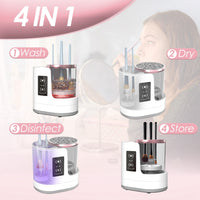 4 In 1 Electric Makeup Brush Cleaner USB Powered Automatic Brush Blender Machine With Timer Digital Display Cleaning Drying UV Disinfection Brush Storage For All Types Of Brushes