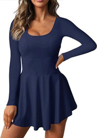 Women’s 2-in-1 Athletic Tennis & Golf Dress – Long Sleeve with Built-In Shorts